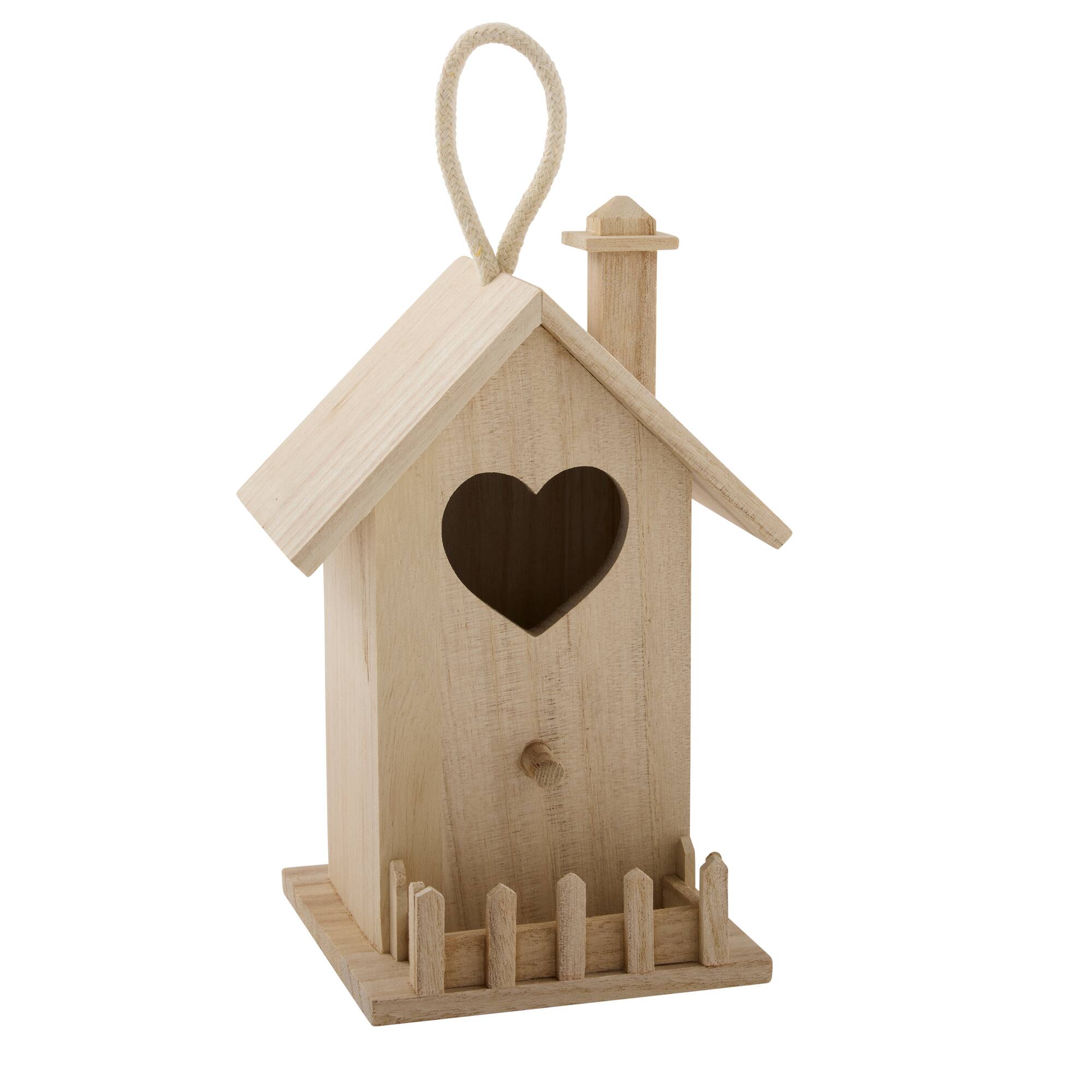 8" Heart & Fence Wood Birdhouse by Make Market®